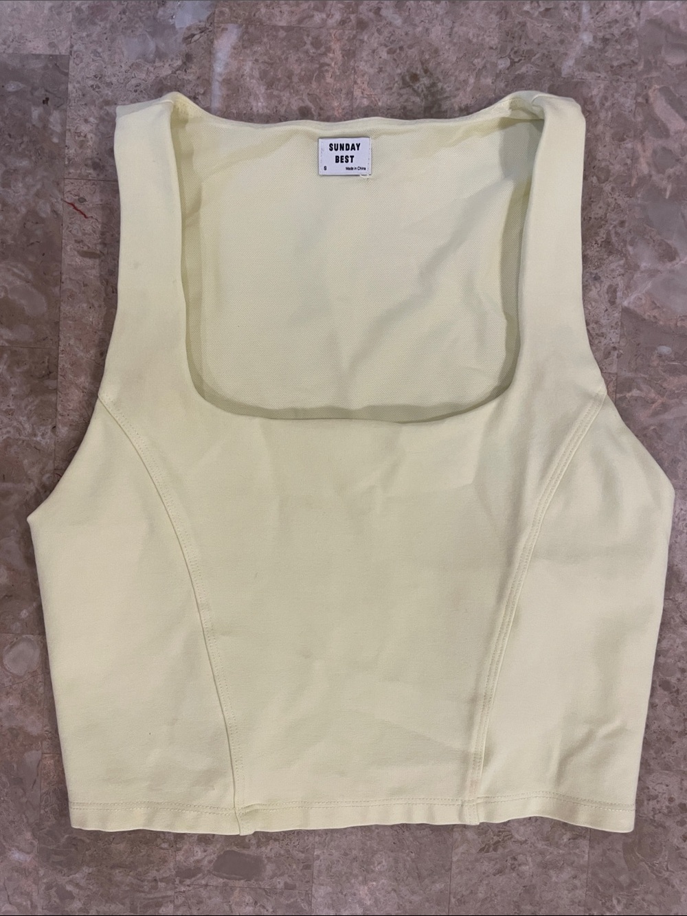 Sunday Best Aritzia jagger Pale Yellow Square-Neck Crop Top